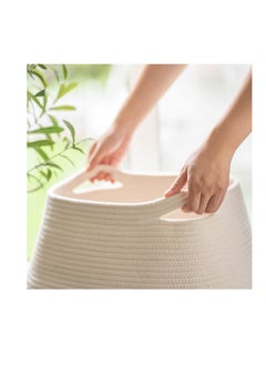 Goodpick Goodpick Large Laundry Hamper | Tall Wicker Hamper Laundry Basket, Soft Cotton Rope Woven Hamper, Farmhouse Design Graceful Curve Basket 25.6 Inches Height  - Image 5