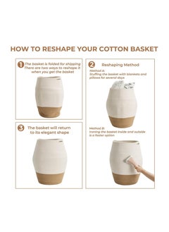 Goodpick Goodpick Large Laundry Hamper | Tall Wicker Hamper Laundry Basket, Soft Cotton Rope Woven Hamper, Farmhouse Design Graceful Curve Basket 25.6 Inches Height  - Image 4