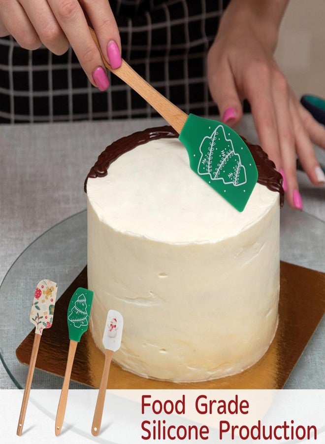 JECOMPRIS 3Pcs Christmas Silicone Spatula: Cake Spatula with Wooden Handle for Holiday - Xtmas Kitchen Utensils for Cooking Baking Cookie Mixing Stir Butter Cream - Image 5