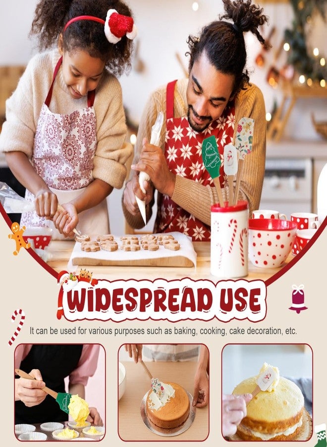 JECOMPRIS 3Pcs Christmas Silicone Spatula: Cake Spatula with Wooden Handle for Holiday - Xtmas Kitchen Utensils for Cooking Baking Cookie Mixing Stir Butter Cream - Image 4