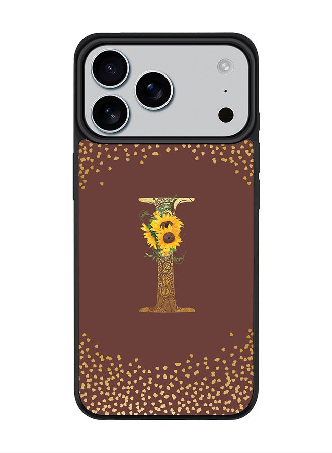 Stylizedd iPhone 17 Pro Max Case, [Compatible with MagSafe] Slim Magnetic cover Phone Case iPhone 17 Pro Max -Custom Floral Monogram - I  (Brown ) - Image 1