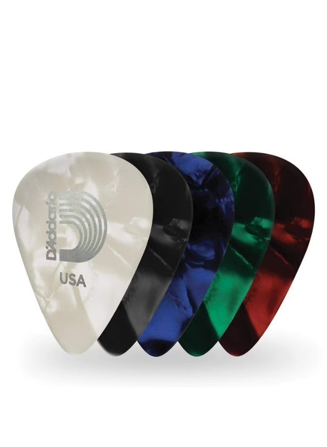Daddario Guitar Picks Assorted Celluloid Plectrum Pack Classic Pearl Style for Acoustic Electric Bass Guitar Ukulele Mandolin String Instruments Accessories - Medium Gauge 0.70 mm - 5 Pcs - Image 2