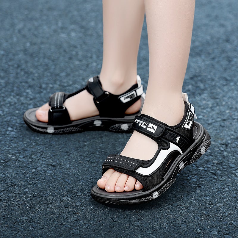 Boys Sandals Korean Style Mid-Big Kids Summer Baby Children Non-Slip Soft Sole Shoes Student Beach Shoes - Image 4