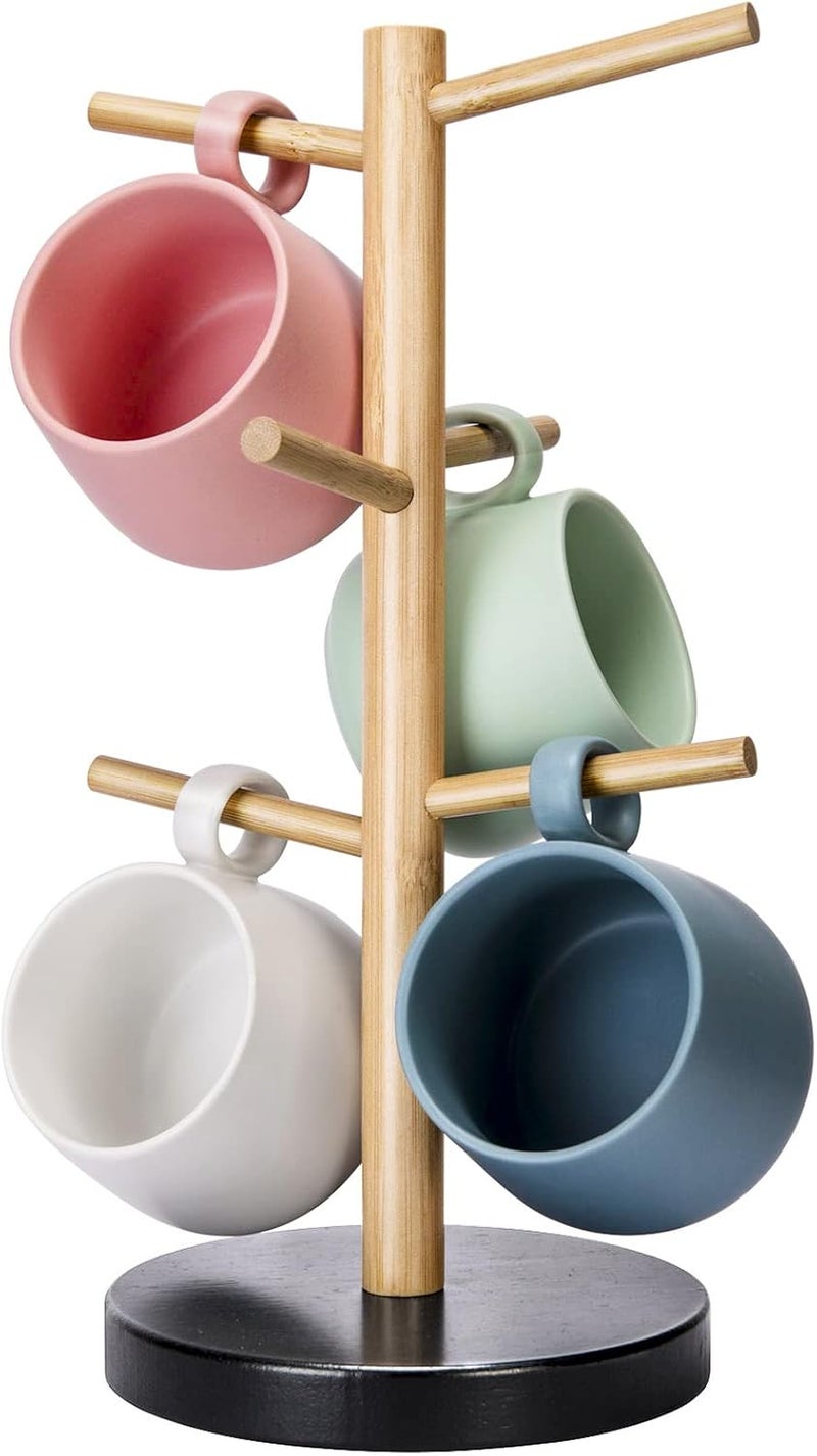 Wisuce Bamboo Mug Holder Tree, Thicker Base Coffee Cup Holder Stand for Counter, Mug Rack with 6 Hooks - Image 1