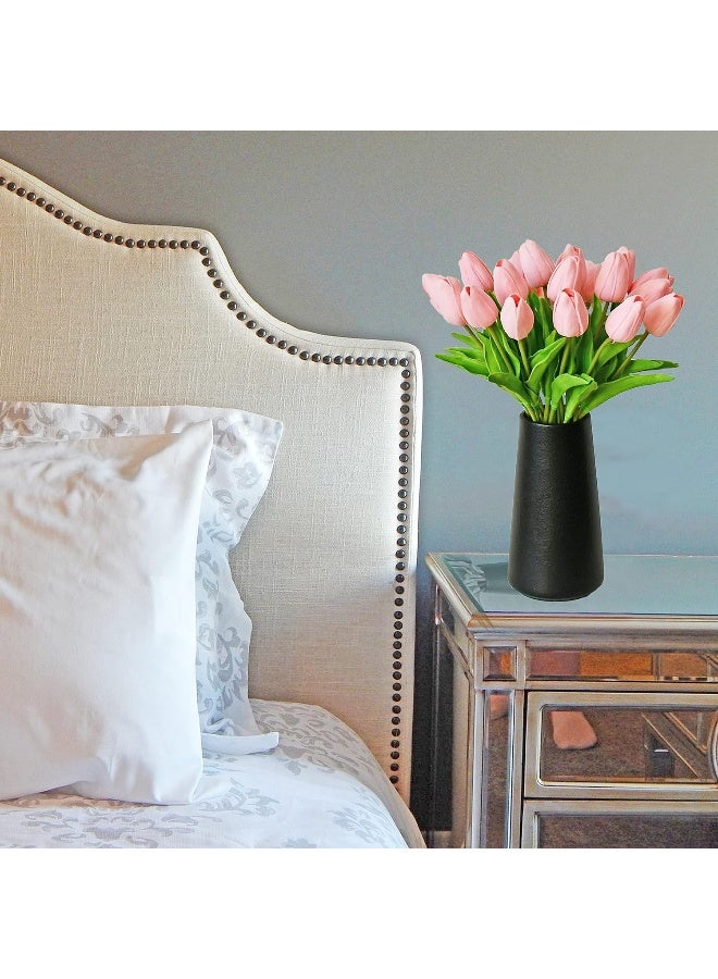 Mandy's Artificial Tulips 20 Stems Light Pink PU Faux Flowers for Thanksgiving and Christmas Decorations Wedding Home Decor 13.5 Inch - Image 3