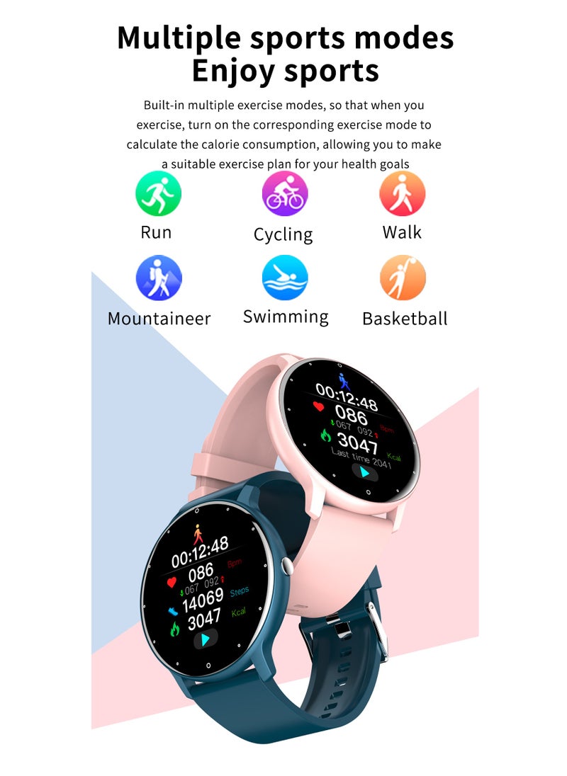 LIGE Smart Watch 1.28 inch Full Touch Screen Sport Tracker Watch Waterproof Bluetooth Silicone Strap Pink for Women  - Image 4