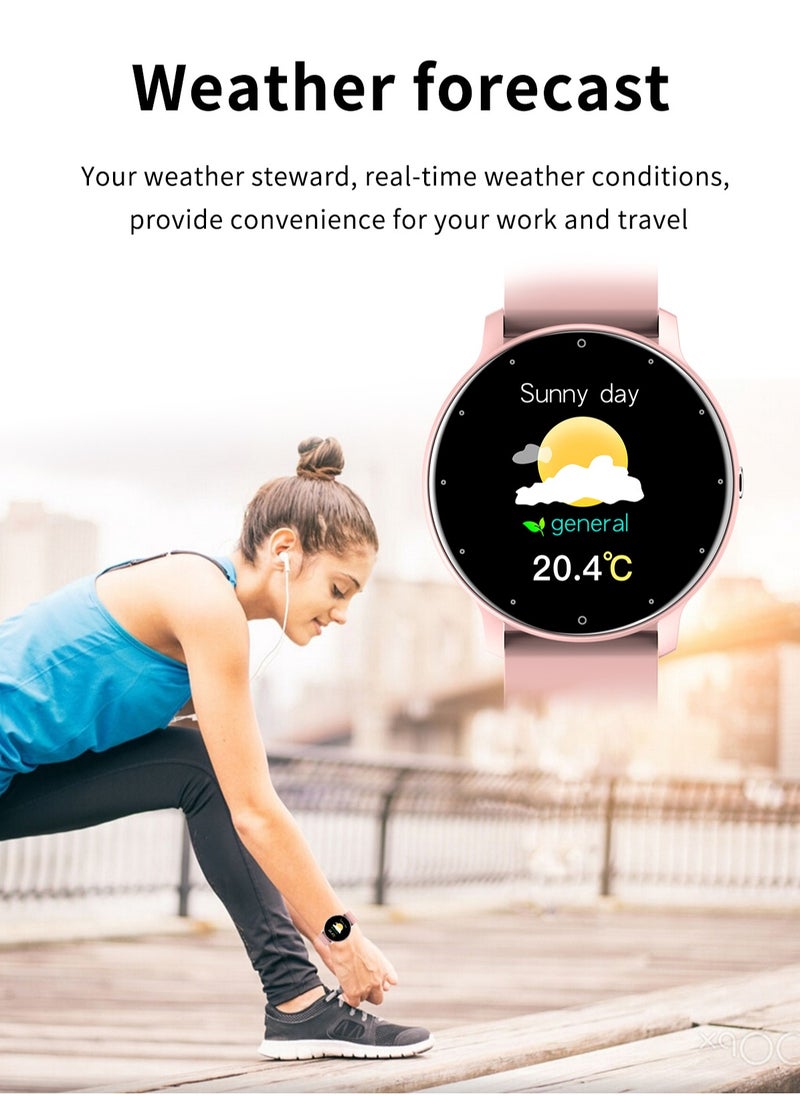 LIGE Smart Watch 1.28 inch Full Touch Screen Sport Tracker Watch Waterproof Bluetooth Silicone Strap Pink for Women  - Image 5