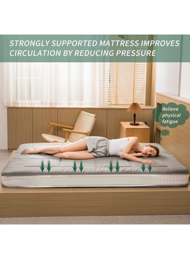 MAXYOYO Futon Mattress, Padded Japanese Floor Mattress Quilted Bed Mattress Topper, Extra Thick Folding Sleeping Pad Breathable Floor Lounger Guest Bed for Camping Couch, Dark Grey, Full - Image 2