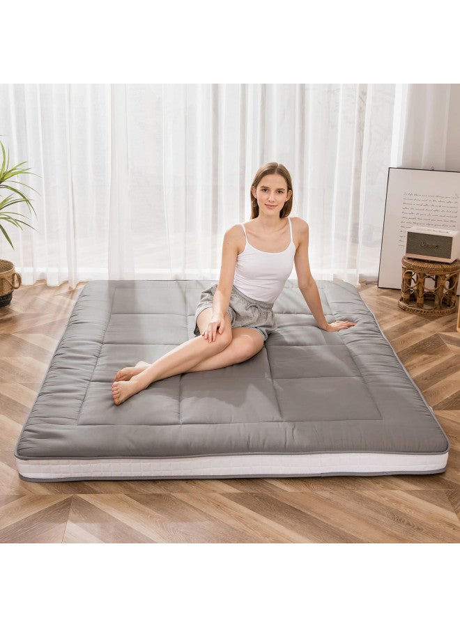MAXYOYO Futon Mattress, Padded Japanese Floor Mattress Quilted Bed Mattress Topper, Extra Thick Folding Sleeping Pad Breathable Floor Lounger Guest Bed for Camping Couch, Dark Grey, Full - Image 5