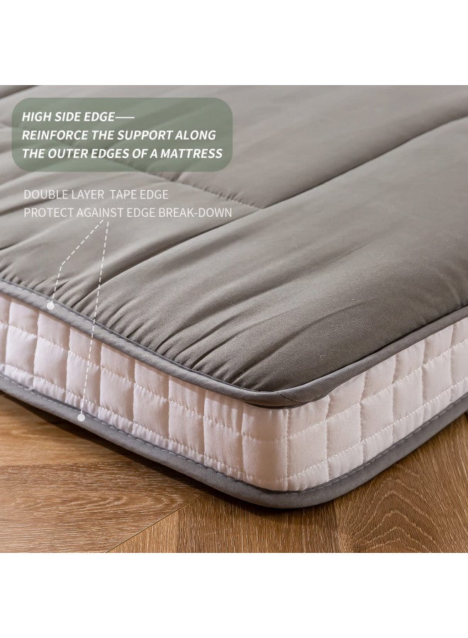 MAXYOYO Futon Mattress, Padded Japanese Floor Mattress Quilted Bed Mattress Topper, Extra Thick Folding Sleeping Pad Breathable Floor Lounger Guest Bed for Camping Couch, Dark Grey, Full - Image 4
