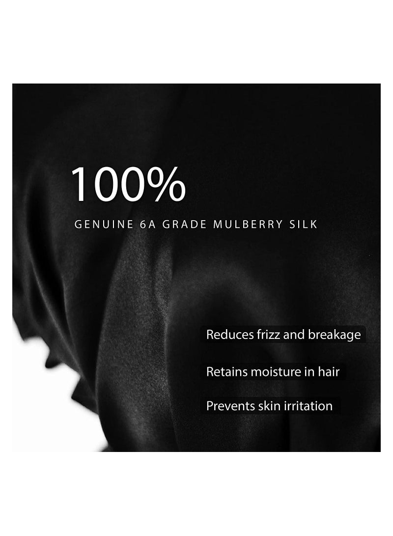 Bluejw Silk Sleep Cap, Bonnet for Sleeping, 100% Hair with Tie Band, Curly Hair, Wrap Care (Black) - Image 5