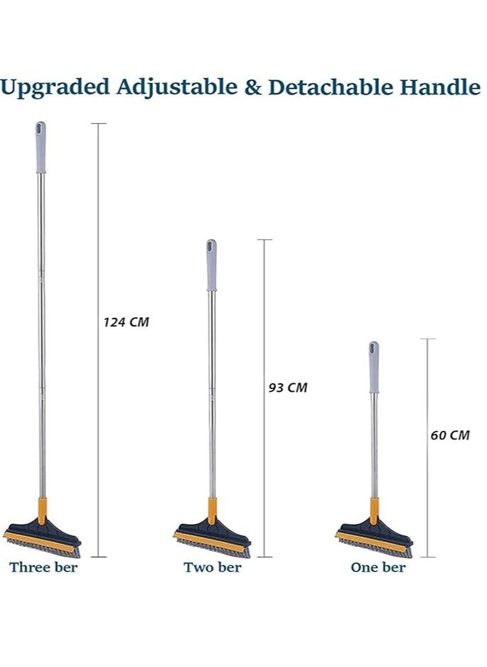 Blueland 2 in 1 Cleaning Scrub Brush With Wiper, Floor Scrape V-Shape Squeegee for Tub and Tile, Triangular Rotating Long Adjustable Handle for Bathroom, Patio, Kitchen, Garage, Kitchen, Wall and Deck  - Image 2