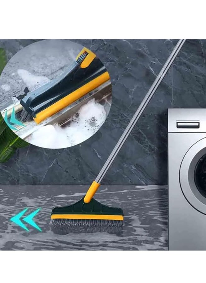 Blueland 2 in 1 Cleaning Scrub Brush With Wiper, Floor Scrape V-Shape Squeegee for Tub and Tile, Triangular Rotating Long Adjustable Handle for Bathroom, Patio, Kitchen, Garage, Kitchen, Wall and Deck  - Image 3