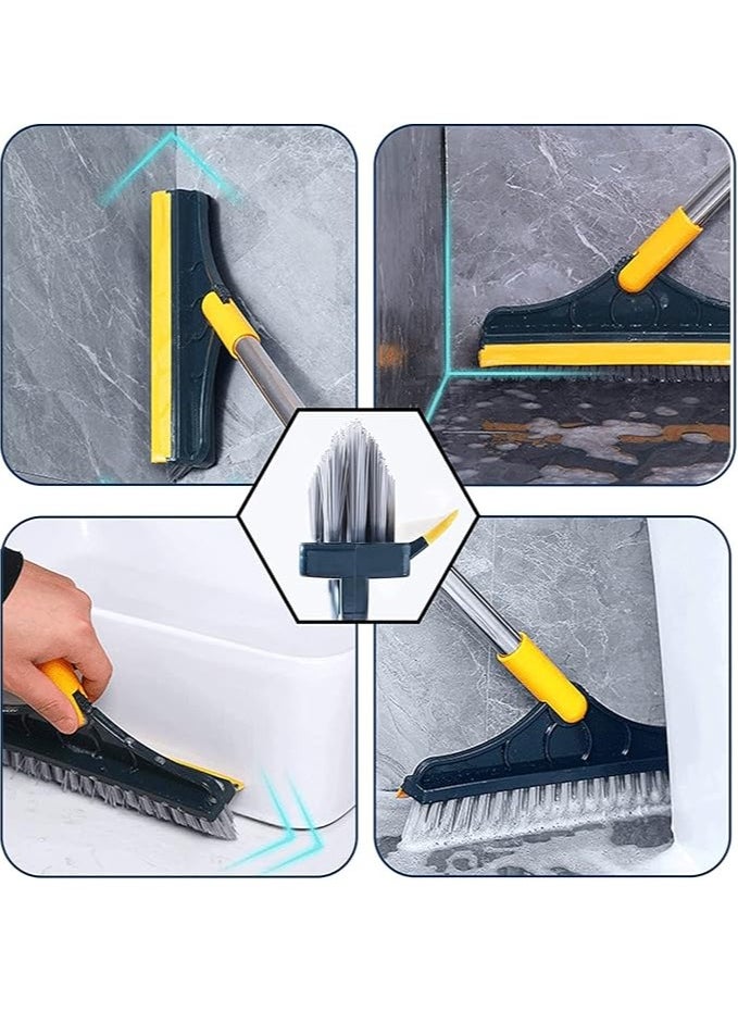 Blueland 2 in 1 Cleaning Scrub Brush With Wiper, Floor Scrape V-Shape Squeegee for Tub and Tile, Triangular Rotating Long Adjustable Handle for Bathroom, Patio, Kitchen, Garage, Kitchen, Wall and Deck  - Image 5