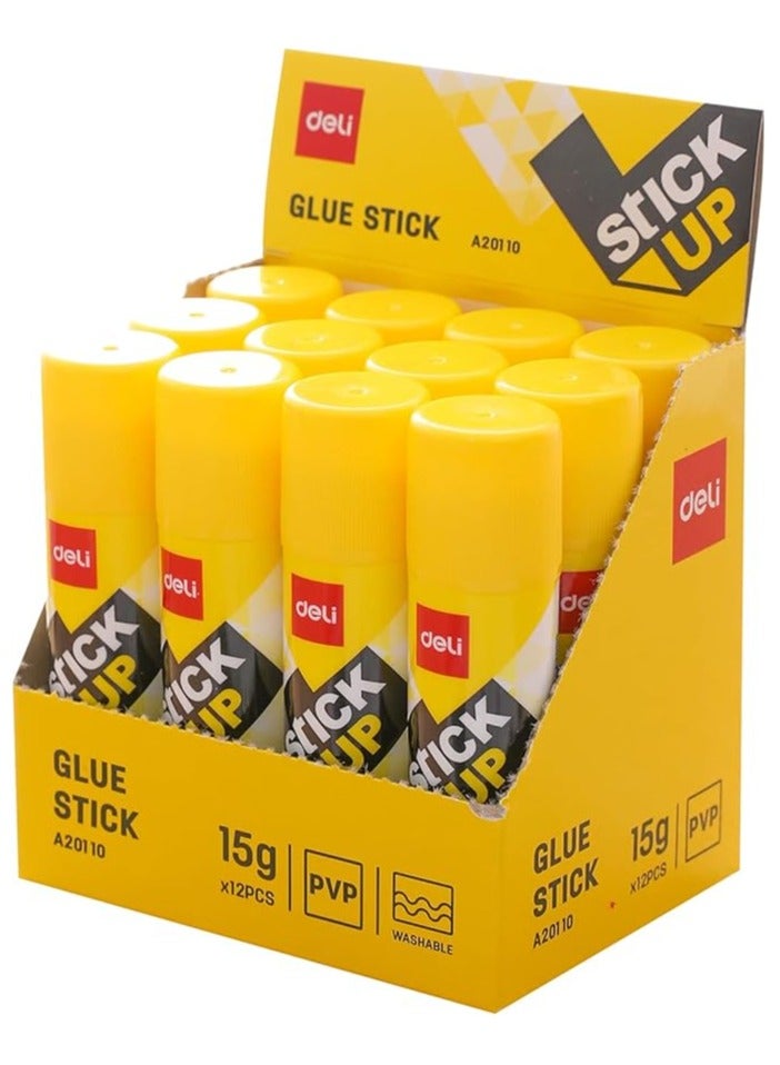 Deli WA20110 Glue Stick 15 gm Pack of 12 - Image 1