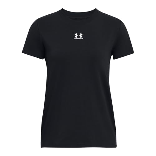 Under Armour Womens Rival Core Short Sleeve T Shirt, (001) Black / / White, Large - Image 2
