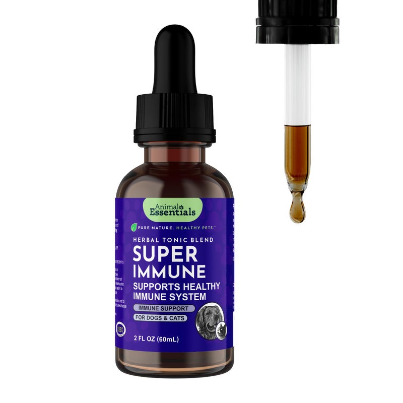 Animal Essentials Super Immune- Herbal Formula for Dogs & Cats to Support Healthy Immune System, Sweet Taste, 100% Organic Human Grade Herbs, Veterinarian Recommended Animal Wellness Tonics - 2 Fl Oz - Image 1