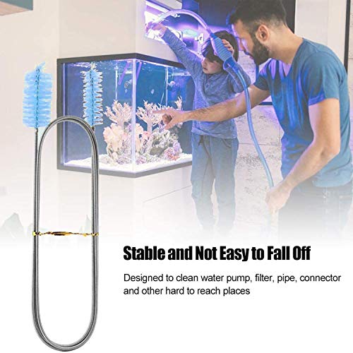 desin Flexible Drain Brush, Nylon Cleaner Double Ended Elastic Hose Pipe 67-inch and 2 PCS 8.2-inch Straw Cleaning Brush (Blue) - Image 4