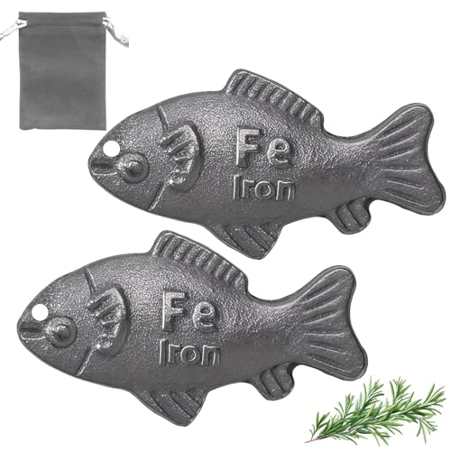 DWETG Iron Fish for Cooking, Reusable Natural Sources of Iron Ingot for Daily Iron Supplement, Food Safe Iron Booster for Water & Meals, Healthy Gift for Family 2 Pack - Image 1