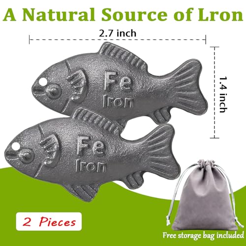 DWETG Iron Fish for Cooking, Reusable Natural Sources of Iron Ingot for Daily Iron Supplement, Food Safe Iron Booster for Water & Meals, Healthy Gift for Family 2 Pack - Image 5