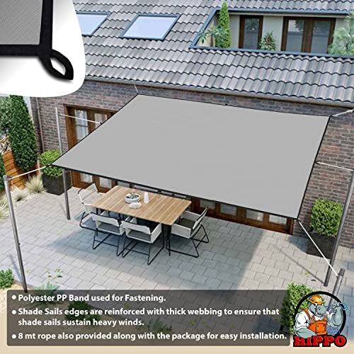 HIPPO Shade Sail with Polyester Band Affordable & Premium 150 GSM Sun Shade UV Block for Outdoor Car Parking (Grey, 9.5FTX4FT) - Image 2