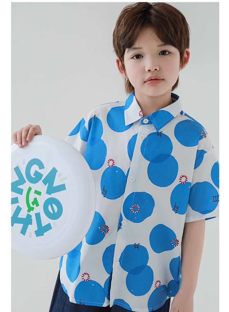 Oddtails Boys' Fashionable Printed Pure Cotton Shirt  - Image 1