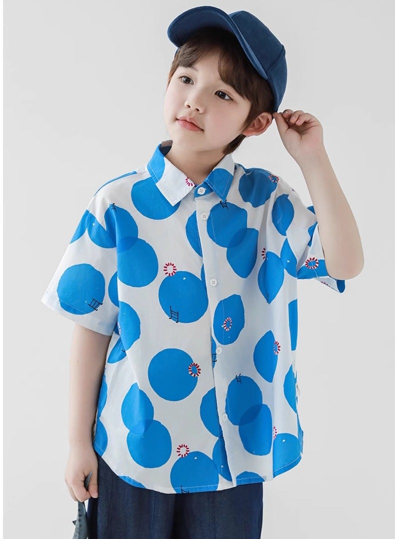 Oddtails Boys' Fashionable Printed Pure Cotton Shirt  - Image 2