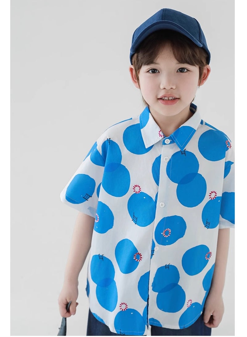Oddtails Boys' Fashionable Printed Pure Cotton Shirt  - Image 3