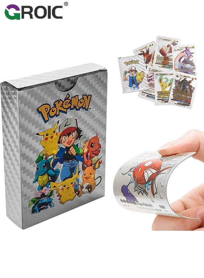 GROIC 55 Pack Silver Foil Cards Pokemon Cards Pokemon Cards Pokemon Board Game Rare Silver Cards V-Series Card Collection - Image 1