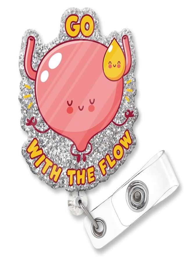 ZBBFSCSB ZBBFSSCB Go with The Flow Fun Glitter Badge Scroll Retractable, Cute Badge Holder for Bladder Specialist, Christmas Birthday Graduation Gift for Doctor Urology Nurse Kidney Physician Assistant - Image 1