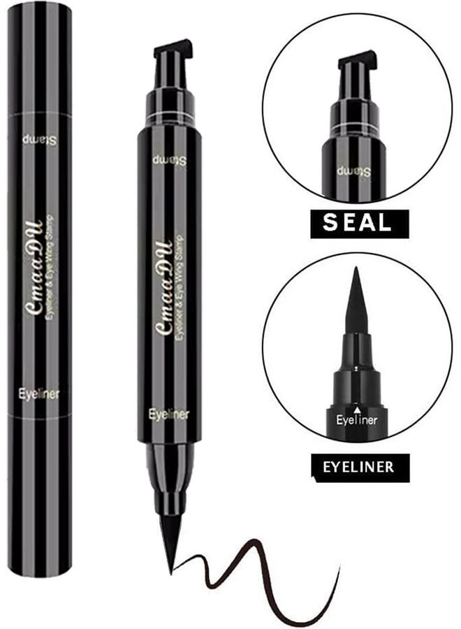 سمادو 2 في 1 مزدوج رأس ختم ختم Eyeliner ، طويلة الأمد والماء ختم ختم بطانة أقلام الرصاص ، سريع الملوثة ، سهلة الاستخدام ، البقاء طوال اليوم ، أسود - Image 3