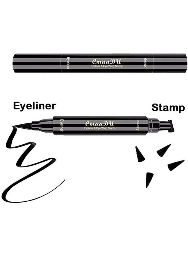 سمادو 2 في 1 مزدوج رأس ختم ختم Eyeliner ، طويلة الأمد والماء ختم ختم بطانة أقلام الرصاص ، سريع الملوثة ، سهلة الاستخدام ، البقاء طوال اليوم ، أسود - Image 2