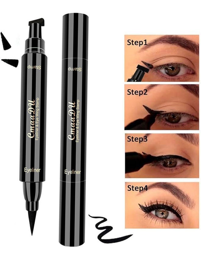 سمادو 2 في 1 مزدوج رأس ختم ختم Eyeliner ، طويلة الأمد والماء ختم ختم بطانة أقلام الرصاص ، سريع الملوثة ، سهلة الاستخدام ، البقاء طوال اليوم ، أسود - Image 4