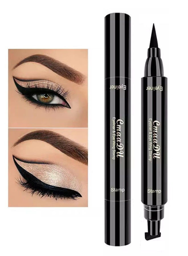 سمادو 2 في 1 مزدوج رأس ختم ختم Eyeliner ، طويلة الأمد والماء ختم ختم بطانة أقلام الرصاص ، سريع الملوثة ، سهلة الاستخدام ، البقاء طوال اليوم ، أسود - Image 1