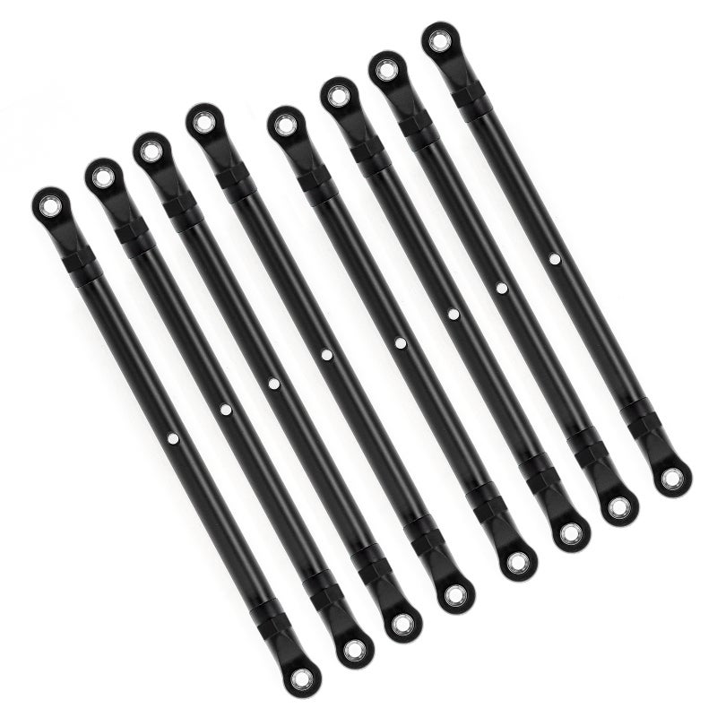8PCS Aluminum Alloy Link Rod Linkage Set 313MM Wheelbase Replacement for AXIAL 1/10 SCX10 90046 TRX4 Remote Control Crawler Car Accessories, Black - Image 2