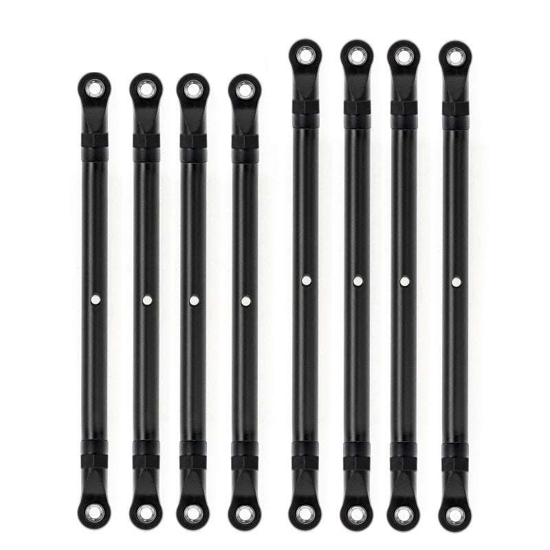 8PCS Aluminum Alloy Link Rod Linkage Set 313MM Wheelbase Replacement for AXIAL 1/10 SCX10 90046 TRX4 Remote Control Crawler Car Accessories, Black - Image 1