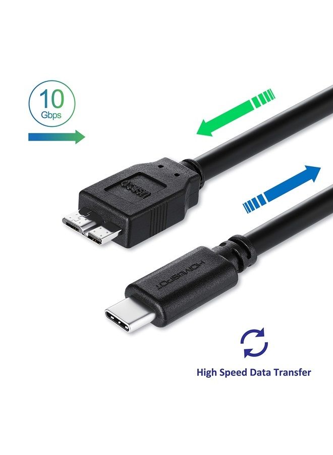 HomeSpot Type C to Micro-B USB Cable 1ft Charge & Data Sync Cable Compatible for Samsung Galaxy S5/ Note 3, MacBook Air 2018 Google PixelBook, WD External Hard Drive - Image 2