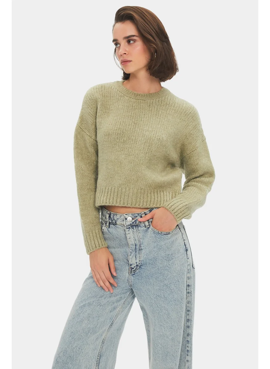 جون Women's Wide Pattern Soft Texture Basic Knitwear Sweater