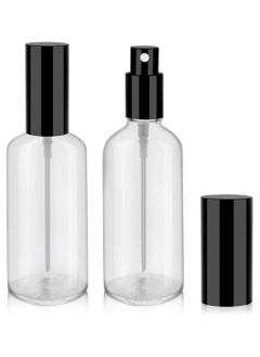 Empty Glass Spray Bottles, Tiny Spray Bottles, Fine Mist Spray, for Essential Oils, Perfume, Massage, Hair, Refillable Spray Bottles with Lids, Mini Travel Bottles, 100ml  2 Pcs, Clear