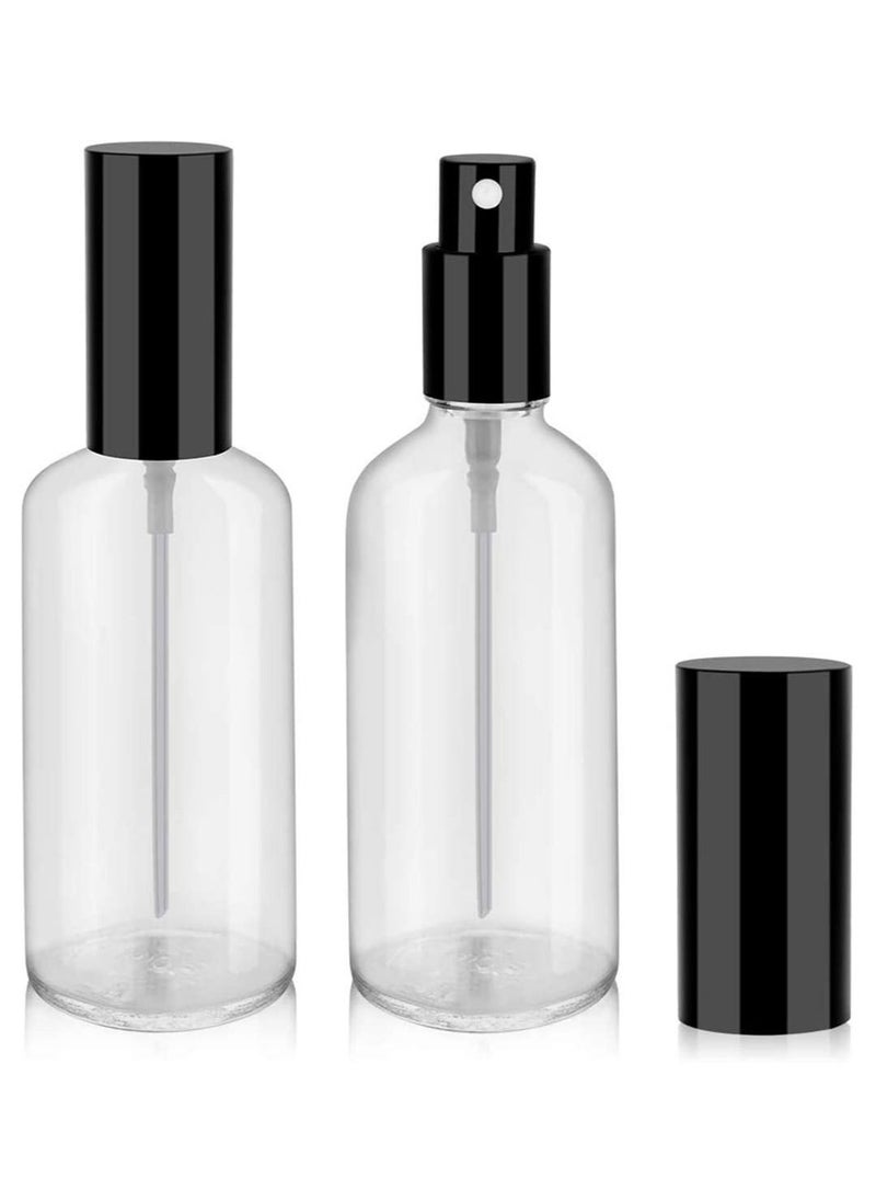 Generic - Empty Glass Spray Bottles, Tiny Spray Bottles, Fine Mist Spray, for Essential Oils, Perfume, Massage, Hair, Refillable Spray Bottles with Lids, Mini Travel Bottles, 100ml  2 Pcs, Clear - Image 1