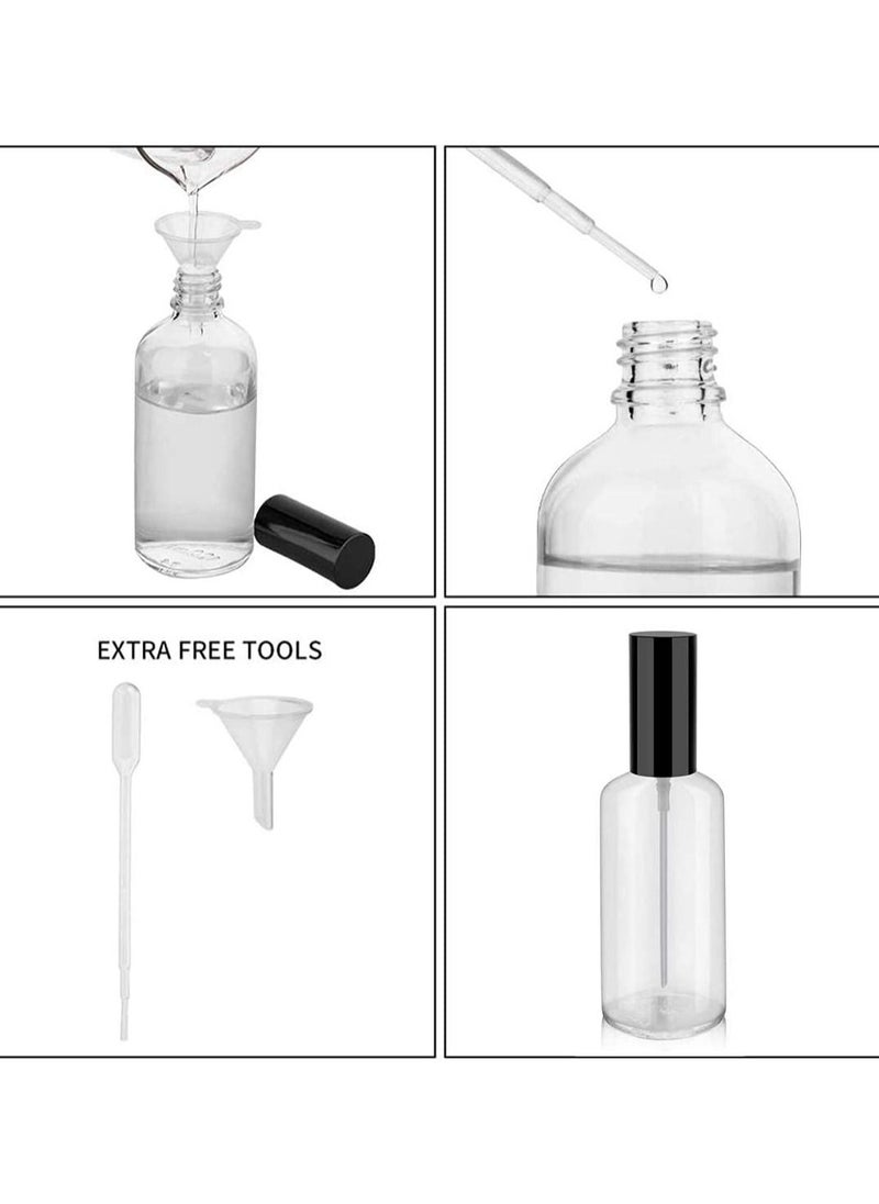 Generic - Empty Glass Spray Bottles, Tiny Spray Bottles, Fine Mist Spray, for Essential Oils, Perfume, Massage, Hair, Refillable Spray Bottles with Lids, Mini Travel Bottles, 100ml  2 Pcs, Clear - Image 1