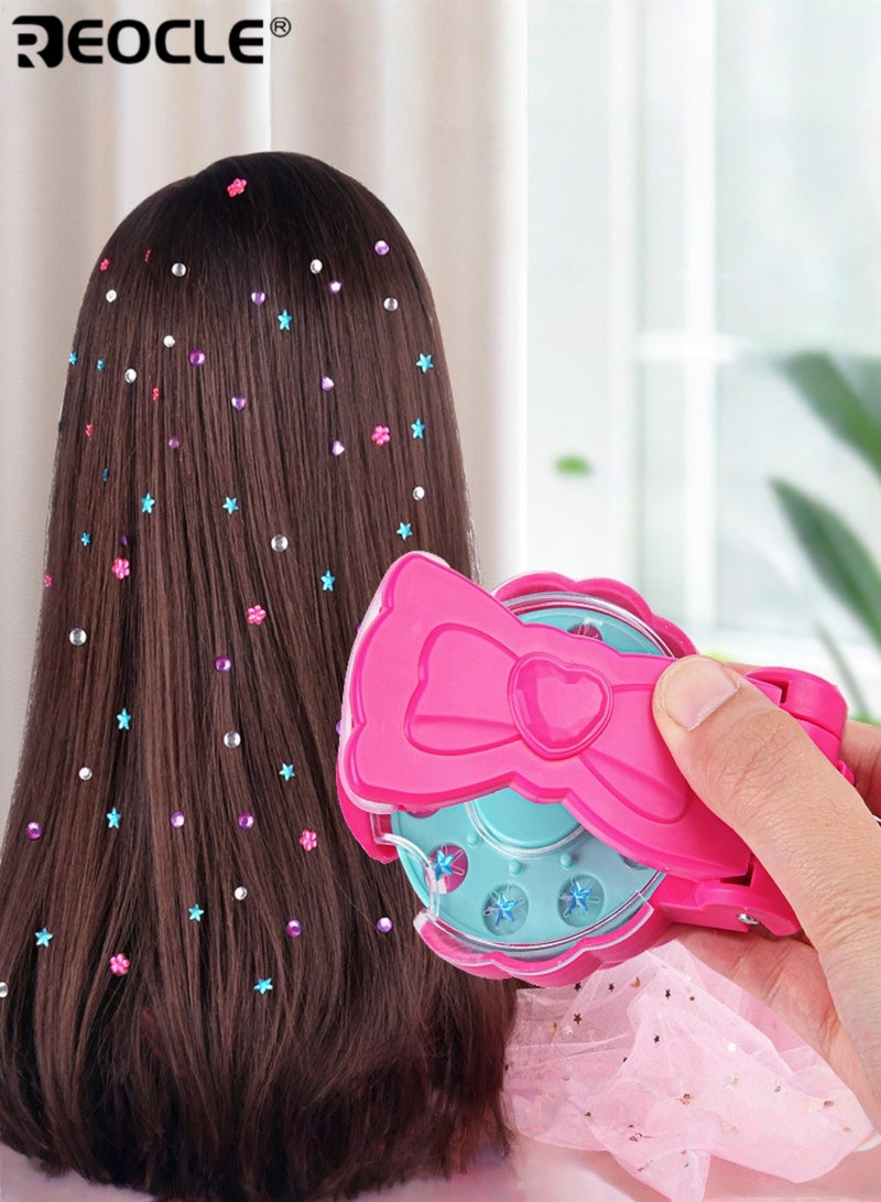 REOCLE Kids Hair Jewels Stamper DIY Set Radiance Collection with Glam Styling Tool Artificial Rhinestones Load Click Glitter Anything Hair Decorating Kit Toy Gift for Girls - Image 3