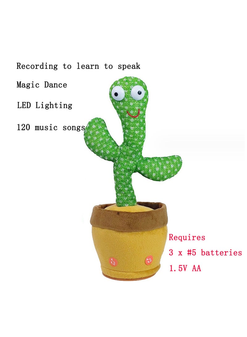 Singing Dancing Cactus for Kids, Talking Recording Mimic Repeating Sings English Songs Electronic Light Up Plush Toy - Image 3