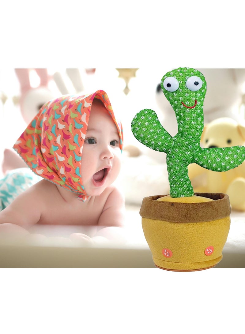 Singing Dancing Cactus for Kids, Talking Recording Mimic Repeating Sings English Songs Electronic Light Up Plush Toy - Image 1