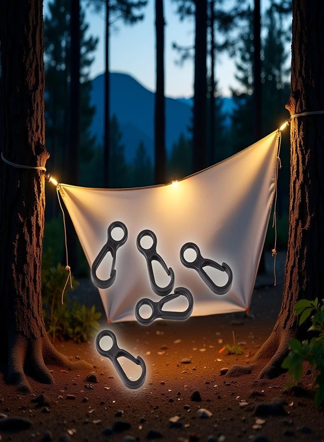 Pxiryanlow 10pcs/Set Black Clip Hooks Outdoor Camping Light Accessories Camping Fixed Canopy Tools Hiking Plastic Tent Hooks Tarp Black Plastic Snap Hooks Small Tent Hooks for Lights Hanging to Canopy Heavy - Image 4