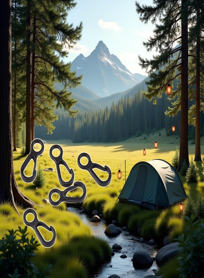 Pxiryanlow 10pcs/Set Black Clip Hooks Outdoor Camping Light Accessories Camping Fixed Canopy Tools Hiking Plastic Tent Hooks Tarp Black Plastic Snap Hooks Small Tent Hooks for Lights Hanging to Canopy Heavy - Image 2