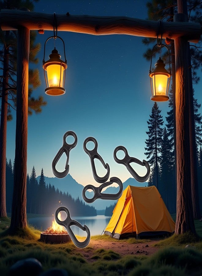 Pxiryanlow 10pcs/Set Black Clip Hooks Outdoor Camping Light Accessories Camping Fixed Canopy Tools Hiking Plastic Tent Hooks Tarp Black Plastic Snap Hooks Small Tent Hooks for Lights Hanging to Canopy Heavy - Image 5
