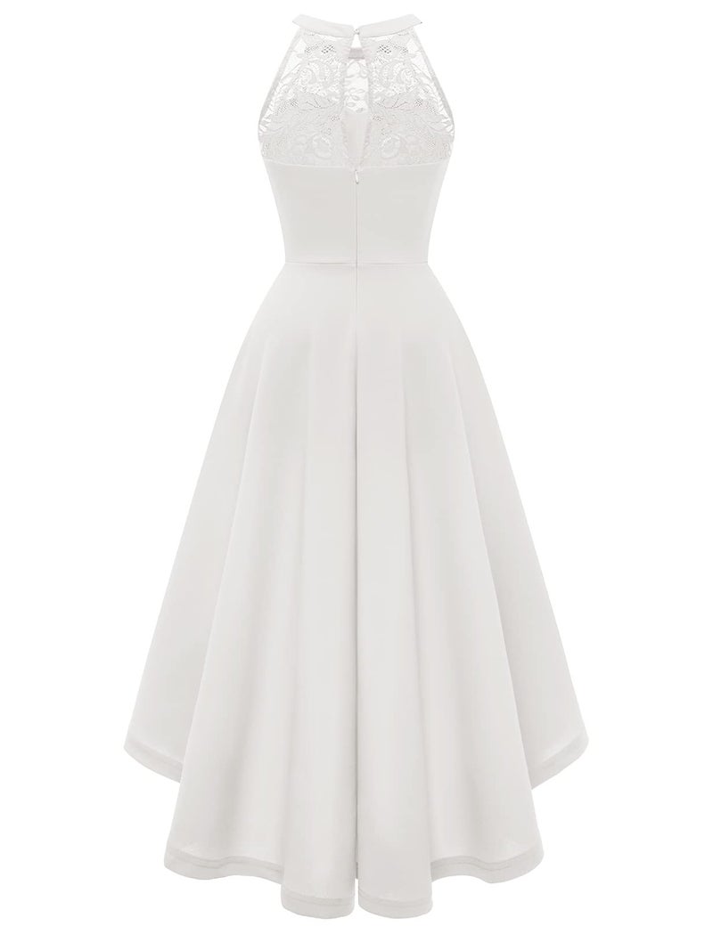 Bbonlinedress Womens Fall High Low White Wedding Dress for Homecoming Cocktail Formal Guest High Low Lace White XL - Image 4