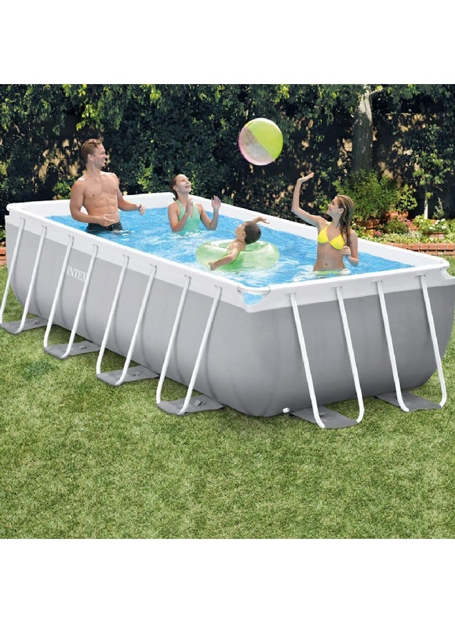 INTEX Vinyl and Metal Frame Rectangular Pool Set Blue and White 6.8 L 26788  - Image 2
