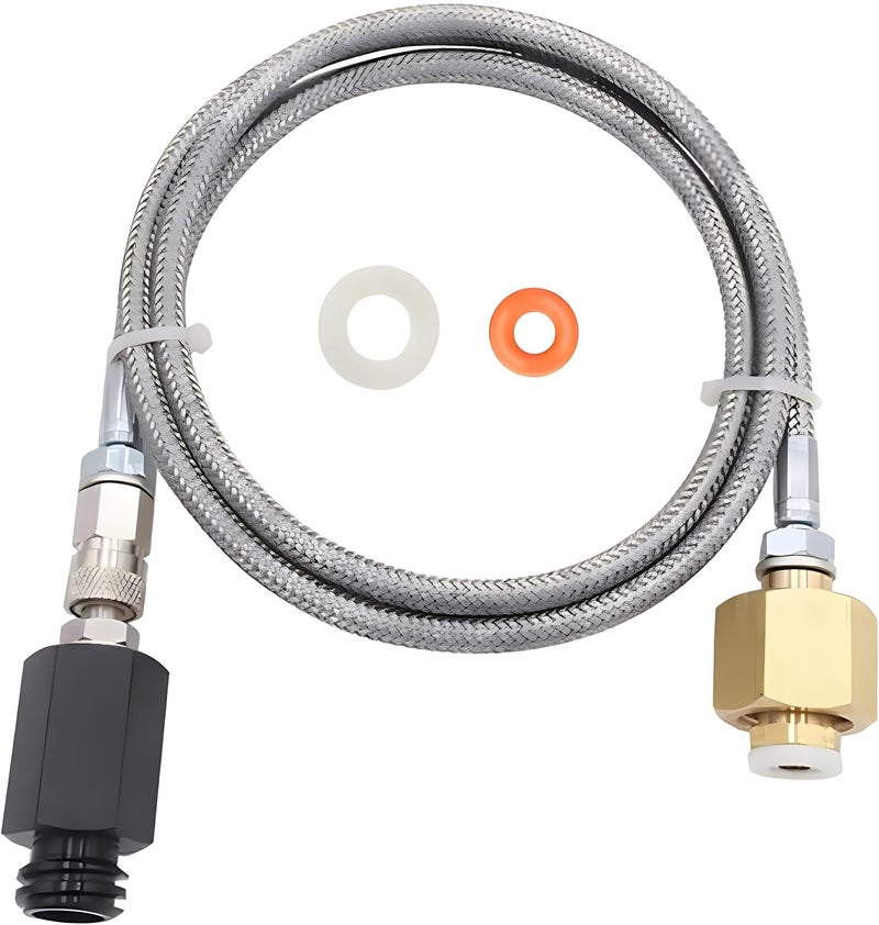 VaVoger Soda Machine Co2 Adapter with High Pressure Stainless Steel External Hose CGA320 Co2 Tank Direct Adapter to TR214 Soda Water Machine Compatible with Jet Aqua Fizz36 inch 